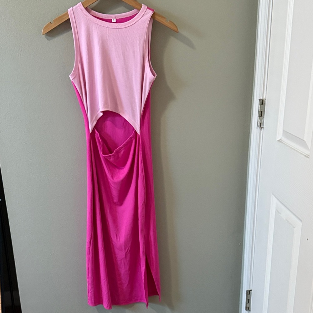 Stylish Pink Sleeveless Dress